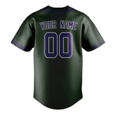 Custom Dark Green & Purple Colors Design Sports Baseball Jersey