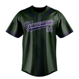 Custom Dark Green & Purple Colors Design Sports Baseball Jersey