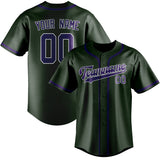Custom Dark Green & Purple Colors Design Sports Baseball Jersey