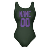 Custom Dark Green Light Purple Swimsuit