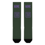 Custom Dark Green Light Purple Knee-High Sock