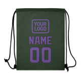 Custom Dark Green Light Purple Drawstring Bag