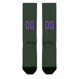 Custom Dark Green Light Purple Knee-High Sock