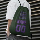 Custom Dark Green Light Purple Drawstring Bag