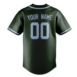 Custom Dark Green & Light Blue Colors Design Sports Baseball Jersey