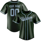Custom Dark Green & Light Blue Colors Design Sports Baseball Jersey