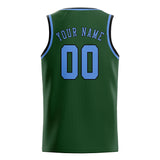 Custom Dark Green & Light Blue Colors Design Sports Basketball Jersey