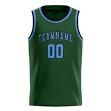 Custom Dark Green & Light Blue Colors Design Sports Basketball Jersey