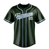 Custom Dark Green & Light Blue Colors Design Sports Baseball Jersey