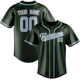 Custom Dark Green & Light Blue Colors Design Sports Baseball Jersey