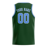 Custom Dark Green & Light Blue Colors Design Sports Basketball Jersey