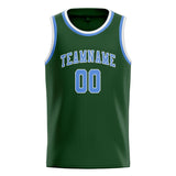 Custom Dark Green & Light Blue Colors Design Sports Basketball Jersey