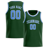 Custom Dark Green & Light Blue Colors Design Sports Basketball Jersey