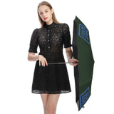 Custom Dark Green Sky Blue Automatic Umbrella