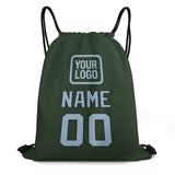 Custom Dark Green Light Blue Drawstring Bag