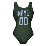 Custom Dark Green Light Blue Swimsuit