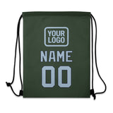 Custom Dark Green Light Blue Drawstring Bag