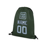 Custom Dark Green Light Blue Drawstring Bag