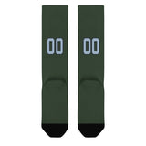 Custom Dark Green Light Blue Knee-High Sock