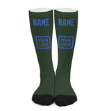 Custom Dark Green Sky Blue Knee-High Sock