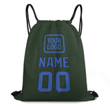 Custom Dark Green Sky Blue Drawstring Bag