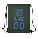 Custom Dark Green Sky Blue Drawstring Bag
