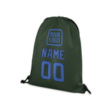 Custom Dark Green Sky Blue Drawstring Bag