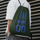 Custom Dark Green Sky Blue Drawstring Bag