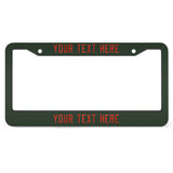 Custom Dark Green Orange Red License Plate Frame