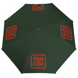 Custom Dark Green Orange Red Automatic Umbrella