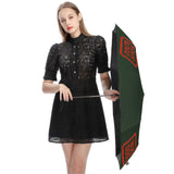 Custom Dark Green Orange Red Automatic Umbrella