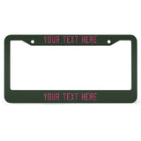 Custom Dark Green Pink License Plate Frame