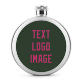 Custom Dark Green Pink Hip Flask