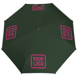 Custom Dark Green Pink Automatic Umbrella