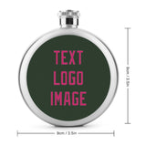 Custom Dark Green Pink Hip Flask