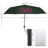 Custom Dark Green Pink Automatic Umbrella