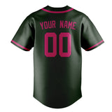 Custom Dark Green & Pink Colors Design Sports Baseball Jersey