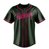 Custom Dark Green & Pink Colors Design Sports Baseball Jersey