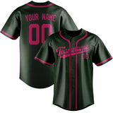 Custom Dark Green & Pink Colors Design Sports Baseball Jersey