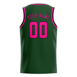 Custom Dark Green & Pink Colors Design Sports Basketball Jersey