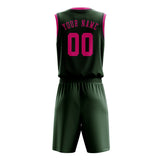 Custom Dark Green Pink Basketball Set