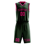 Custom Dark Green Pink Basketball Set
