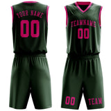 Custom Dark Green Pink Basketball Set