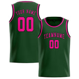 Custom Dark Green & Pink Colors Design Sports Basketball Jersey