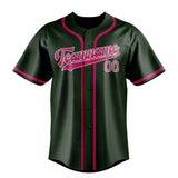 Custom Dark Green & Pink Colors Design Sports Baseball Jersey