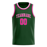 Custom Dark Green & Pink Colors Design Sports Basketball Jersey