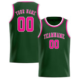 Custom Dark Green & Pink Colors Design Sports Basketball Jersey