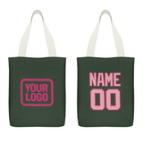 Custom Dark Green Light Pink Canvas Tote Bag