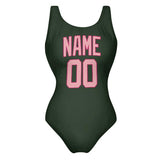Custom Dark Green Light Pink Swimsuit