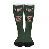 Custom Dark Green Light Pink Knee-High Sock